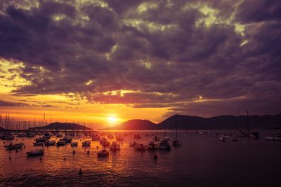 Scenic view of sea against dramatic sky