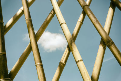 Full frame shot of bamboo fence against sky