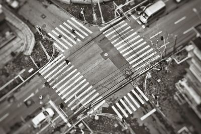 Overhead view of roads in city