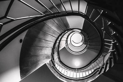 High angle view of spiral stairs