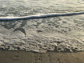 High angle view of sandy beach