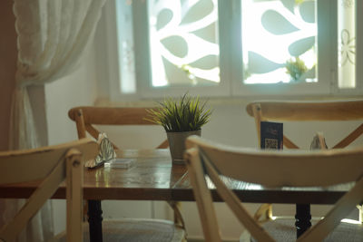 Empty chairs and table at home