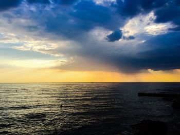 Scenic view of sea against sky during sunset