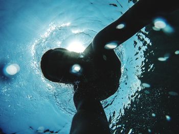 High angle view of person swimming in pool