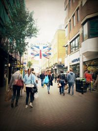 Woman walking in city