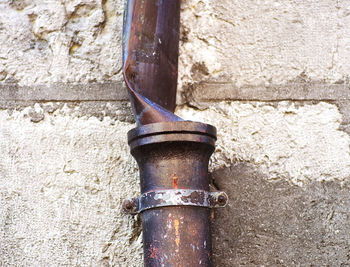 Close-up of pipe on wall