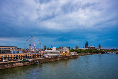 Panoramic view of cologne cathedral from deutz bridge, germany.