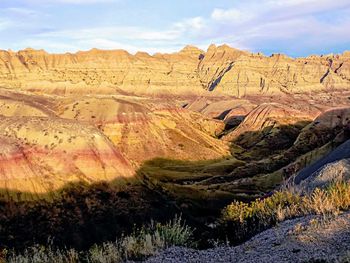 Scenic view of rocky mountains against sky