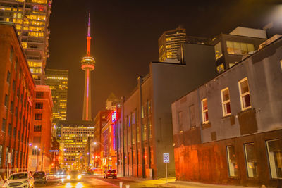 Illuminated street at night