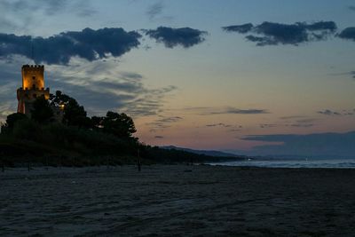 Scenic view of sea at sunset