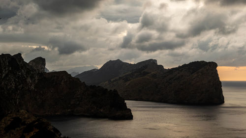 Scenic view of rocks and sea against sky