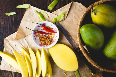 High angle view of fruits