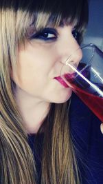 Close-up portrait of a serious young woman