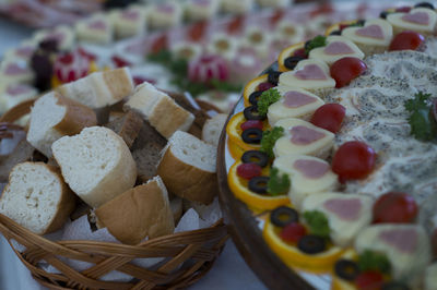 High angle view of fruits in plate on table