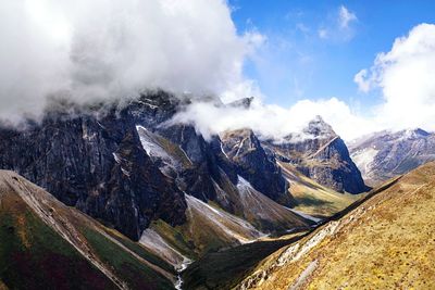 Low angle view of mountain against sky