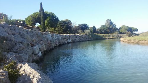 Scenic view of river against clear sky