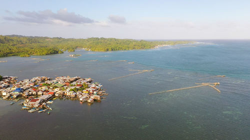 High angle view of sea against sky