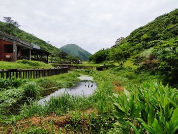 Scenic view of lake against sky