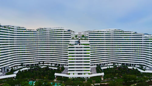 Low angle view of building against blue sky