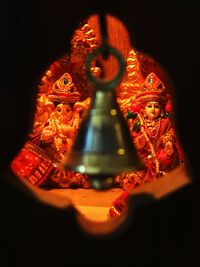 Close-up of illuminated statue