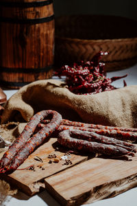 Close-up of food on table