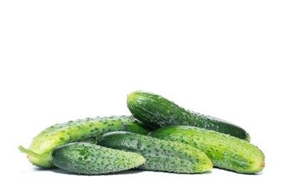 Close-up of green pepper against white background