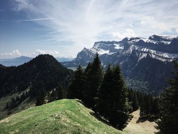 Scenic view of mountains against sky