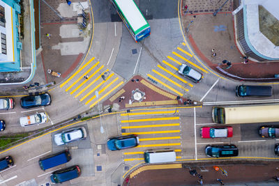 High angle view of cars on road