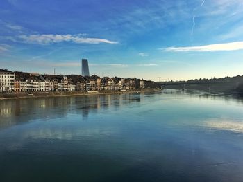 View of river with buildings in background