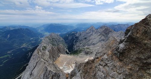 Panoramic view of landscape and mountains against sky