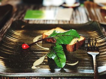 Close-up of food on table