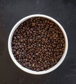 High angle view of coffee beans on table