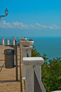 Scenic view of sea against blue sky