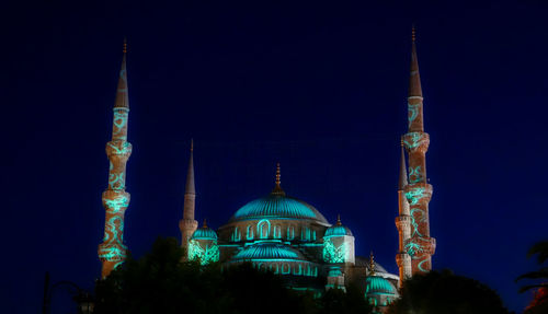 Hagia sophia mosque lit up at night