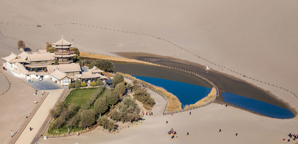 High angle view of people on beach