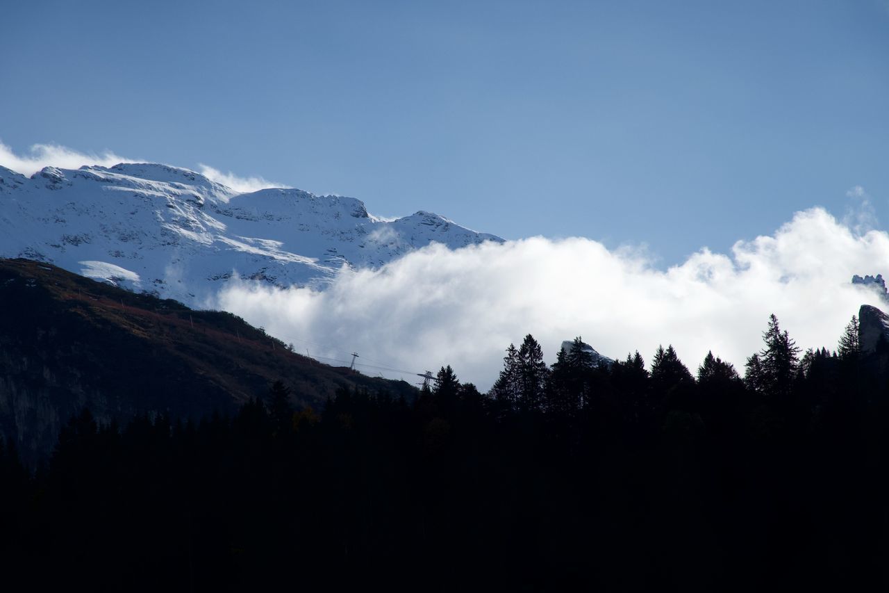 SCENIC VIEW OF SILHOUETTE MOUNTAIN AGAINST SKY