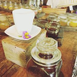 Close-up of coffee cup on table