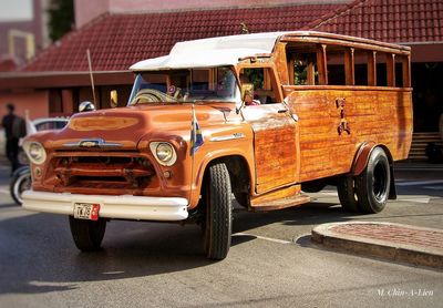 Vintage car on road