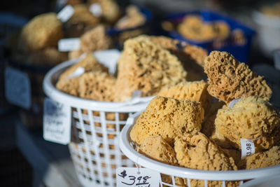 Close-up of bread in bowls