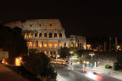 City lit up at night