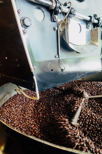 High angle view of coffee beans