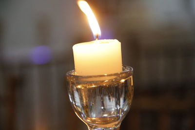 Close-up of lit candle