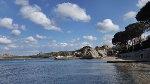 Scenic view of sea against cloudy sky