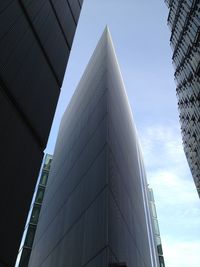 Low angle view of modern buildings against clear sky