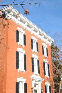 Low angle view of building against clear sky