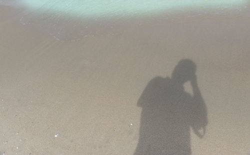 Shadow of woman on beach