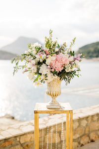 Flowers in vase on table