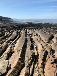 Scenic view of beach against clear sky