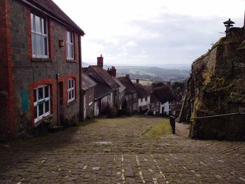View of town with buildings in background
