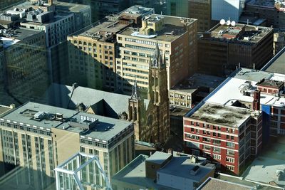 High angle view of buildings in city